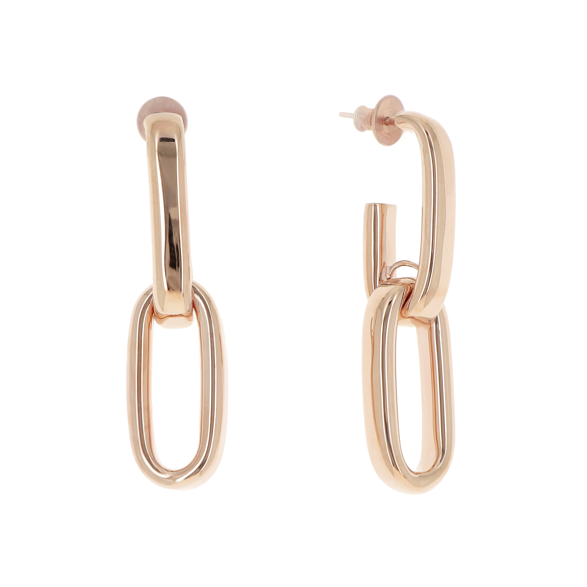 Pesavento Forever Chic Paperclip Link Drop Earrings in Rose Tone