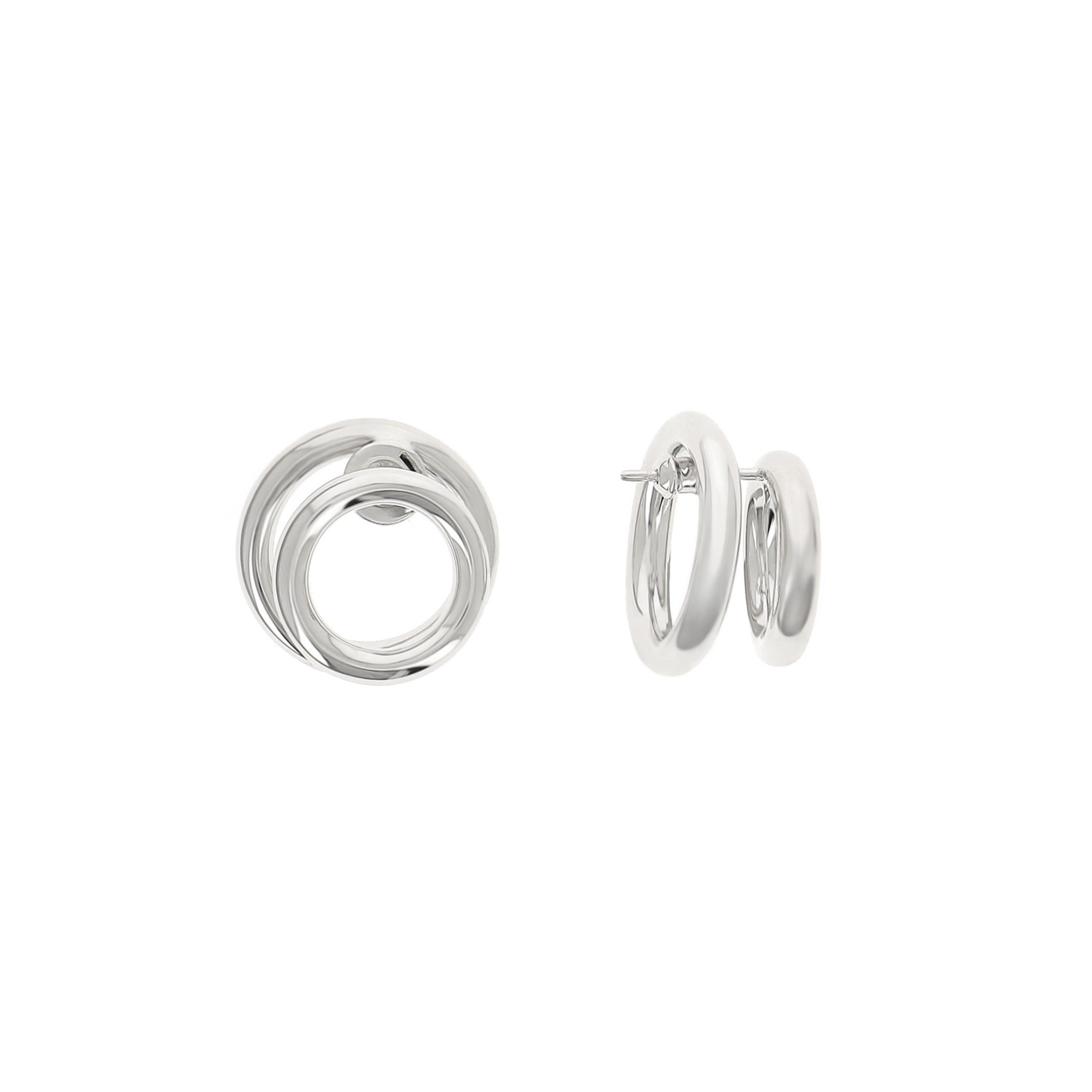 Pesavento Forever Chic Sterling Silver Front Back Double Circle Post Earrings