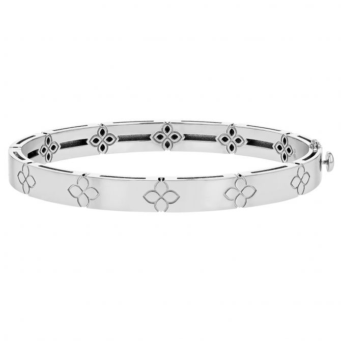 Roberto Coin Love in Verona White Gold Bangle Bracelet Medium Width