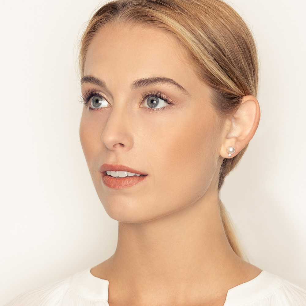 TARA Pearls Akoya Cultured Pearl & Diamond Stud Earrings in White Gold