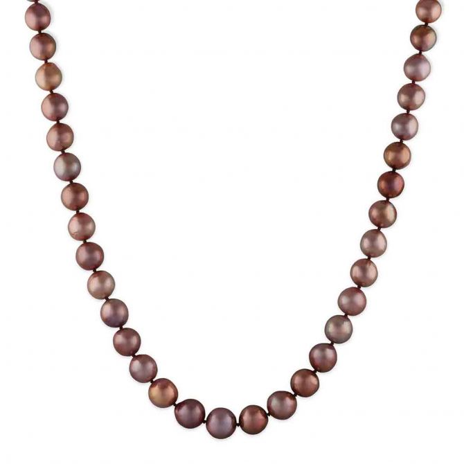 TARA Pearls Mauve Freshwater Cultured Pearl Strand with Diamond & Ruby Toggle Clasp