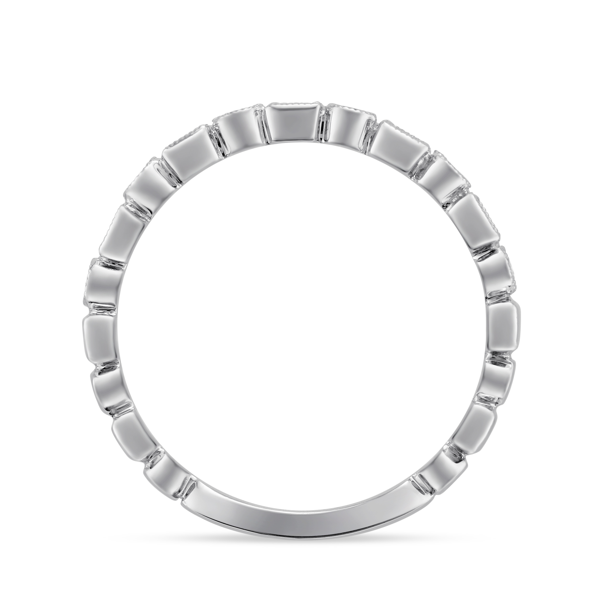 Ruby & Diamond Milgrain Geometric Ring in White Gold