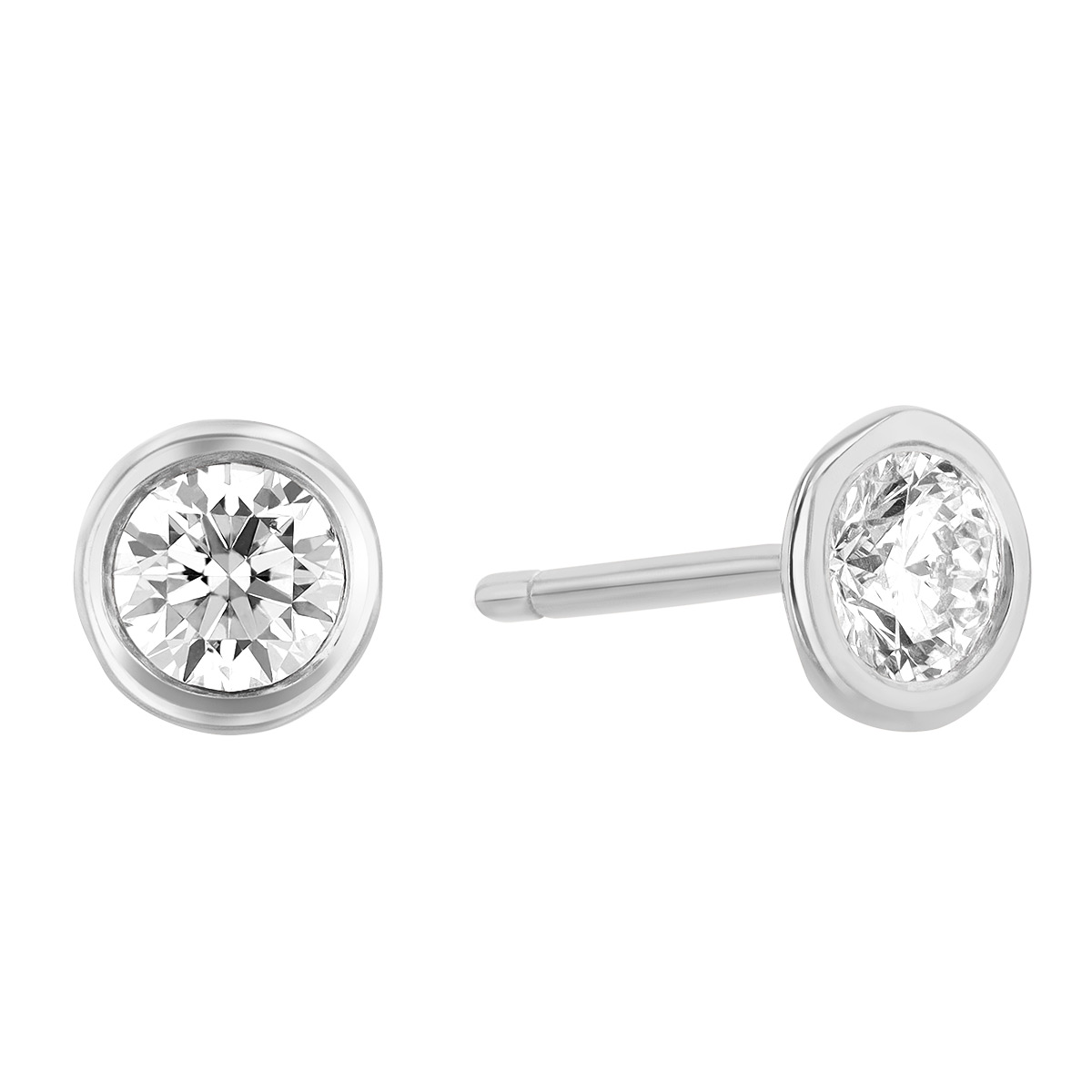Diamond Bezel Set Stud Earrings in White Gold | Borsheims