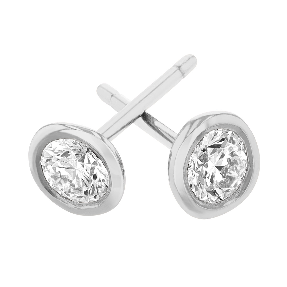 Diamond Bezel Set Stud Earrings in White Gold