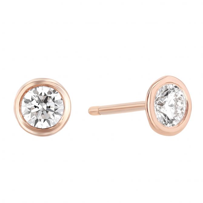 Diamond Bezel Set Stud Earrings in Rose Gold, .25 cttw, GH/SI