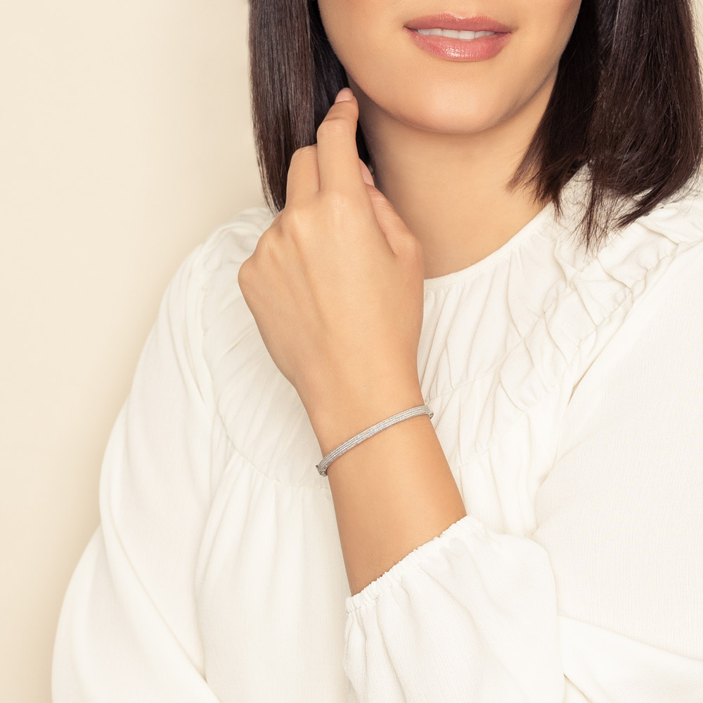 Roberto Coin Symphony Barocco White Gold Oval Bangle Bracelet