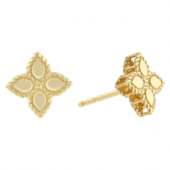 Roberto Coin Princess Flower Yellow Gold Small Stud Earrings