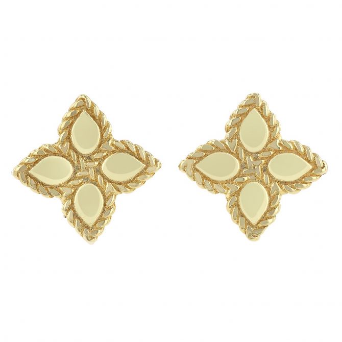 Roberto Coin Princess Flower Yellow Gold Small Stud Earrings