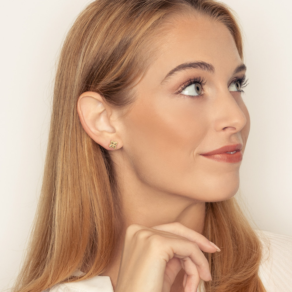 Roberto Coin Princess Flower Yellow Gold Small Stud Earrings