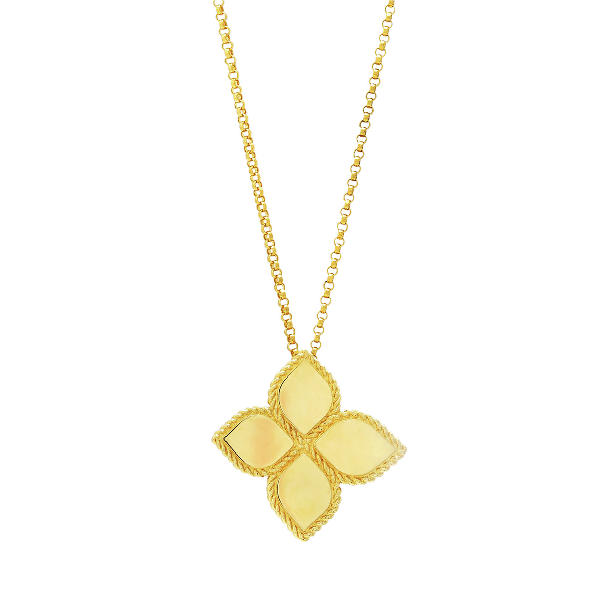 Roberto Coin Princess Flower Large Yellow Gold Pendant Necklace 18