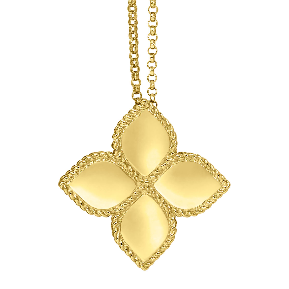 Roberto Coin Princess Flower Large Yellow Gold Pendant Necklace, 18