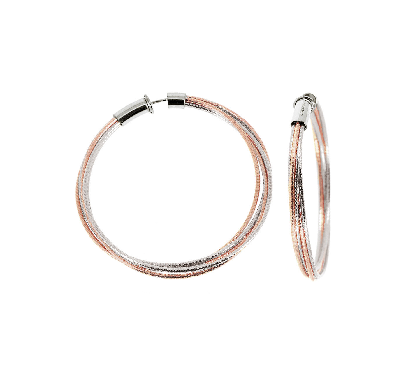 Pesavento DNA Spring Multi Strand Large Hoop Earrings in Sterling Silver & Rose Tone