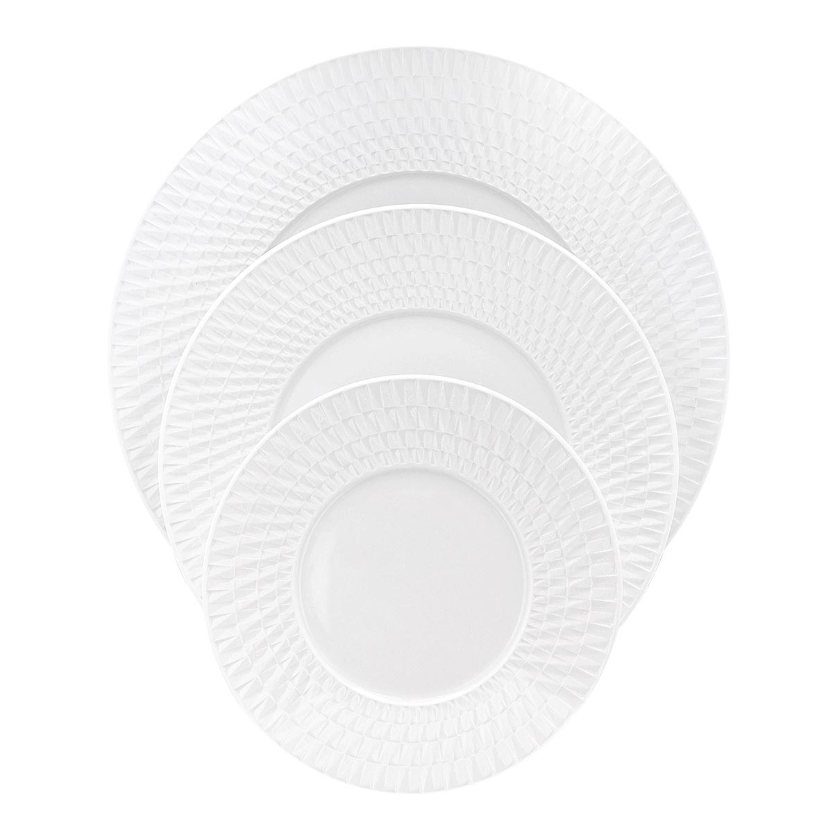Bernardaud Twist Set of 3: Dinner Plate, Salad Plate & Bread & Butter Plate