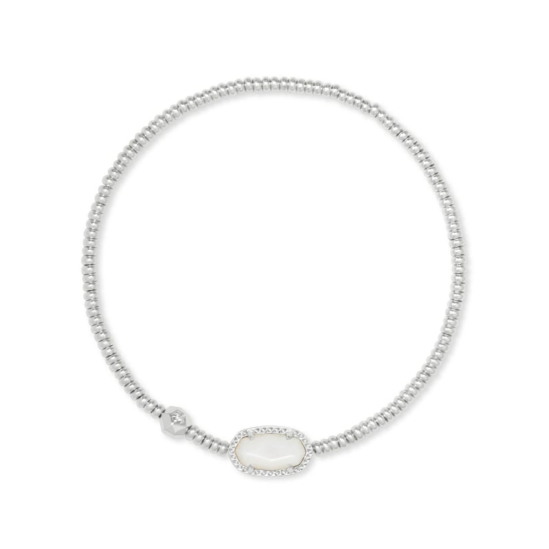 Kendra Scott Grayson Silver Tone Stretch Bracelet in Ivory Mother of Pearl