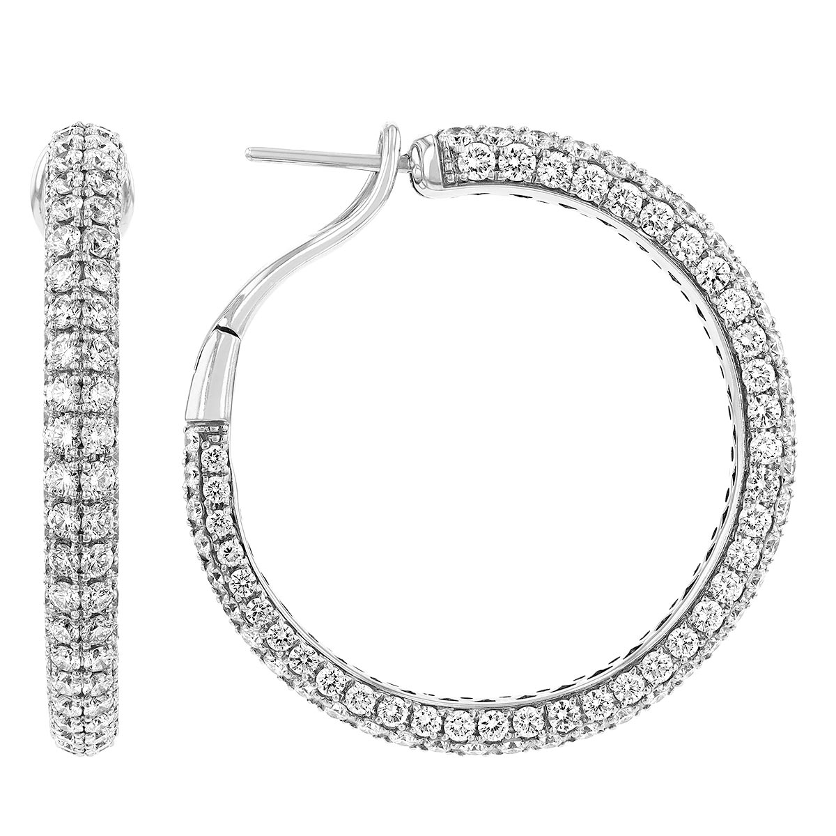Roberto Coin Fantasia 5 Row Diamond Hoop Earrings in White Gold, 9.66 cttw