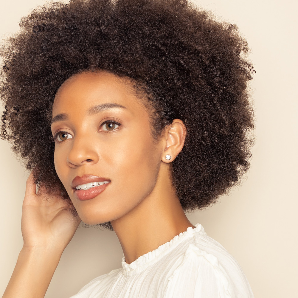 Kalahari Dream Diamond Round Bezel Set Stud Earrings in White Gold