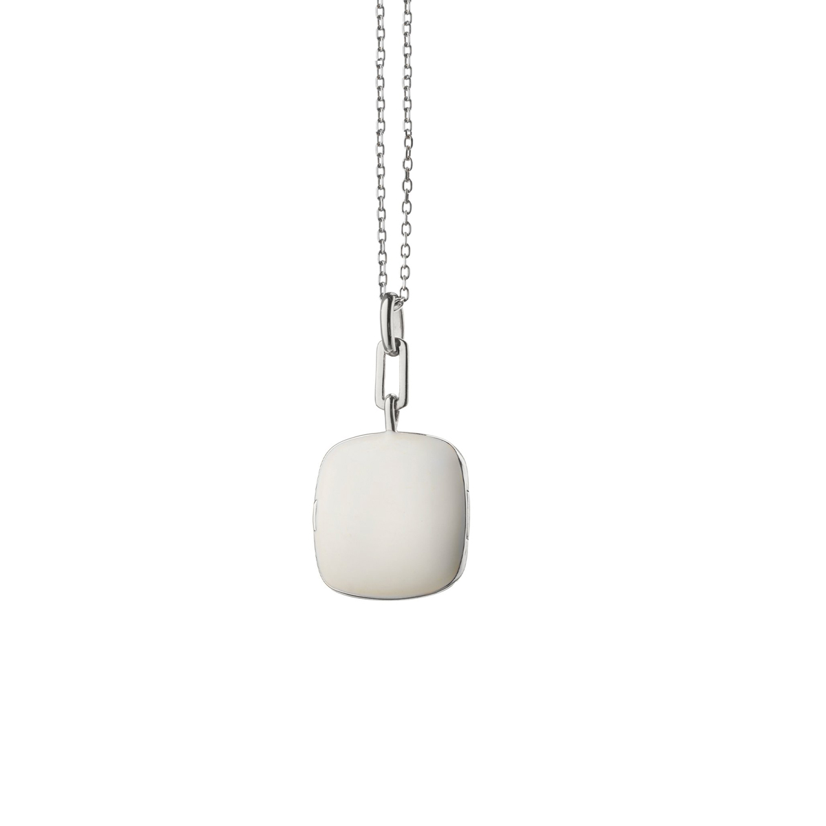 Monica Rich Kosann White Enamel Cushion Locket with Blue Sapphire