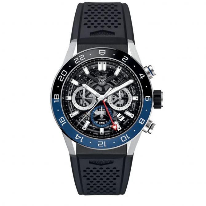 TAG Heuer Carrera Automatic Chronograph 45mm Watch, Black and Silver Dial