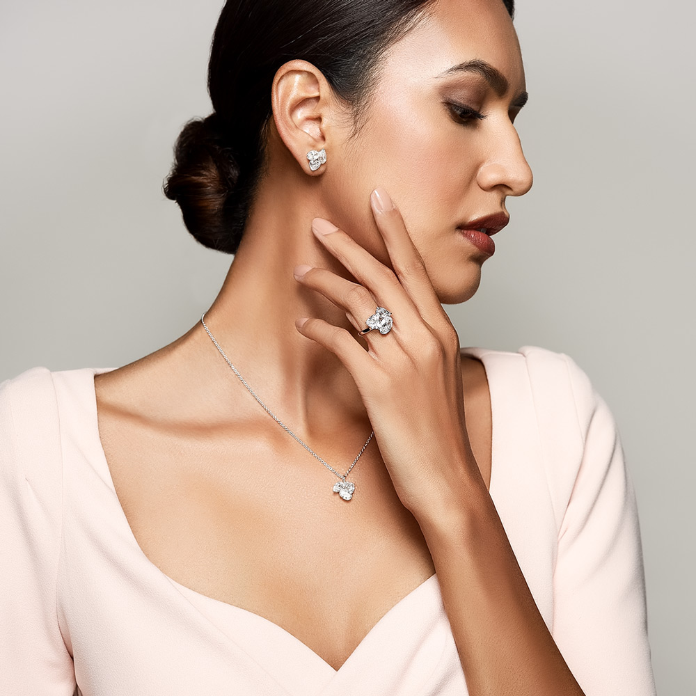 Rahaminov Triple Threat Diamond Stud Earrings in White Gold
