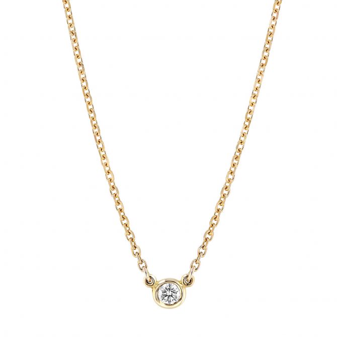 Diamond Bezel Set Single Station Necklace in Yellow Gold