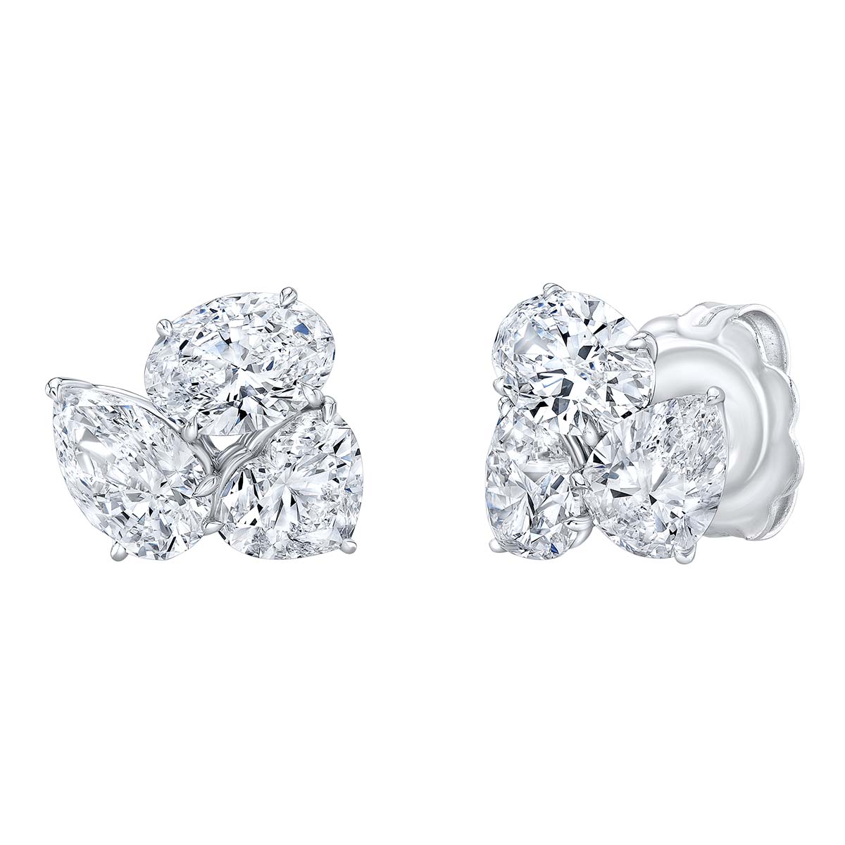 Rahaminov Triple Threat Diamond Stud Earrings in White Gold