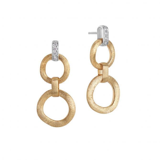 Marco Bicego Jaipur Collection 18k Yellow Gold Double Drop Earrings with Diamonds