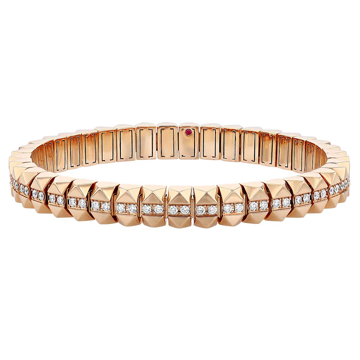 Roberto Coin Obelisco Flexible Bangle in 18K Gold with Diamond Center