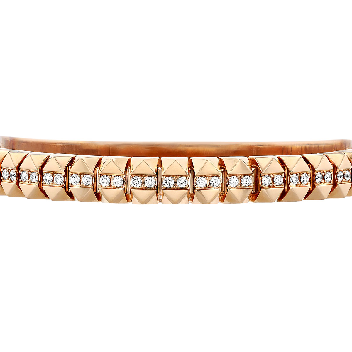 Roberto Coin Obelisco Flexible Bangle in 18K Gold with Diamond Center