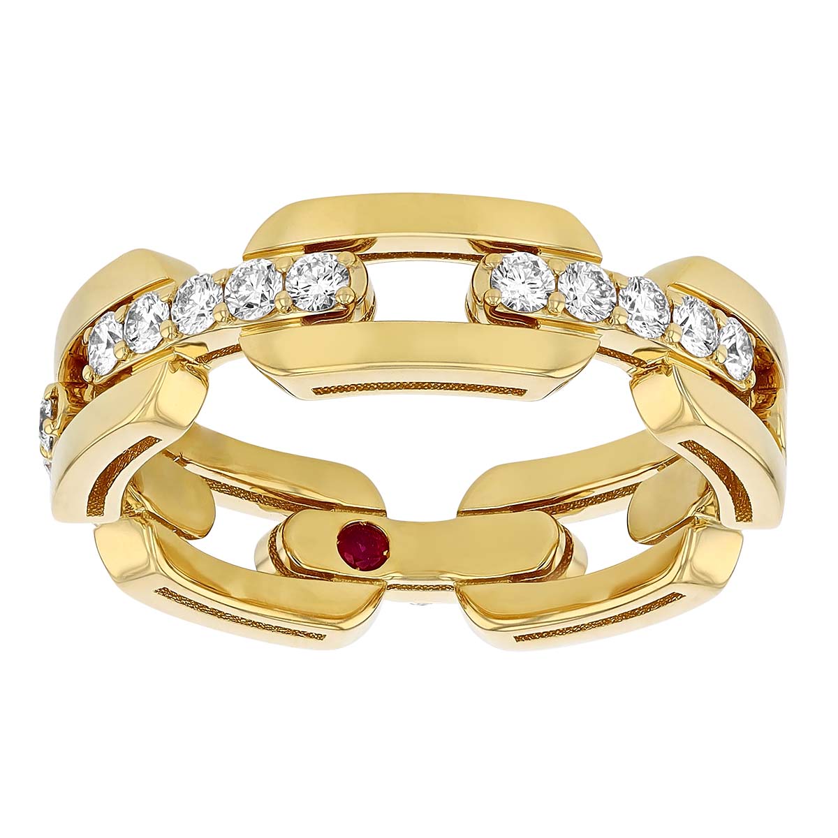 Roberto Coin Navarra Yellow Gold Diamond Link Band Ring, 6.5