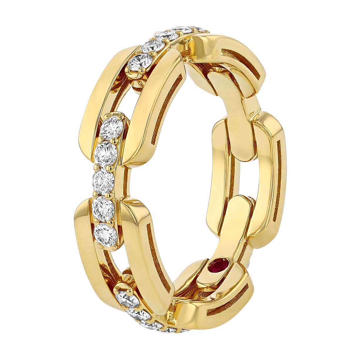 Roberto Coin Navarra Yellow Gold Diamond Link Band Ring, 6.5
