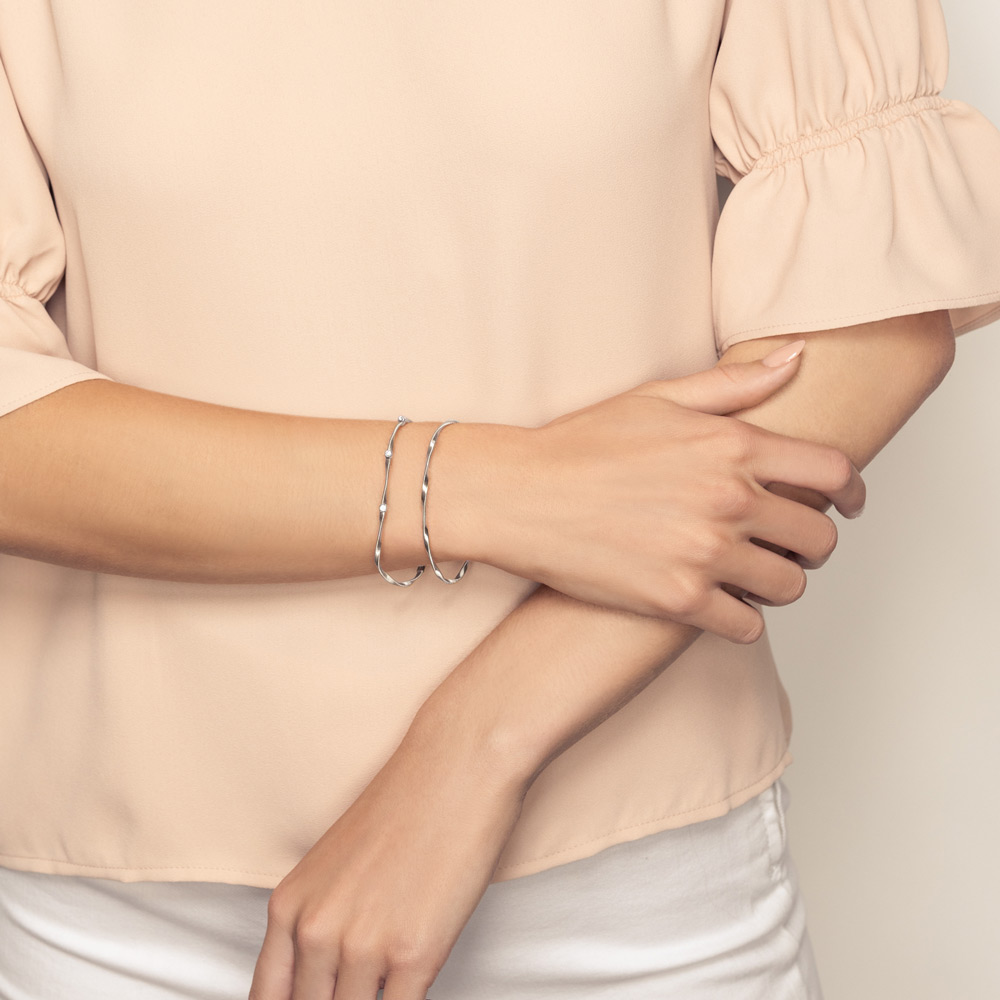 Marco Bicego Marrakech White Gold & Diamond Stackable Bangle Bracelet