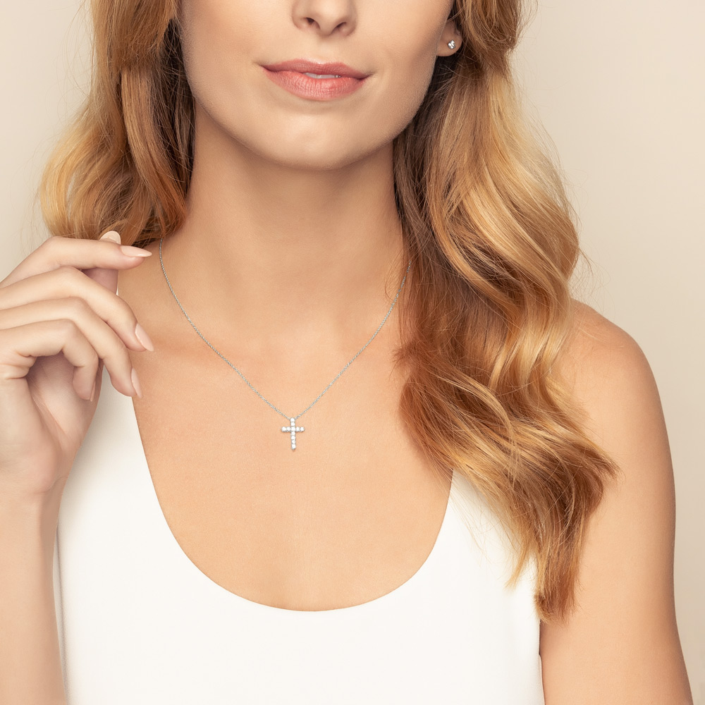 Roberto Coin White Gold & Diamond Cross Necklace, 0.45 cttw, 18