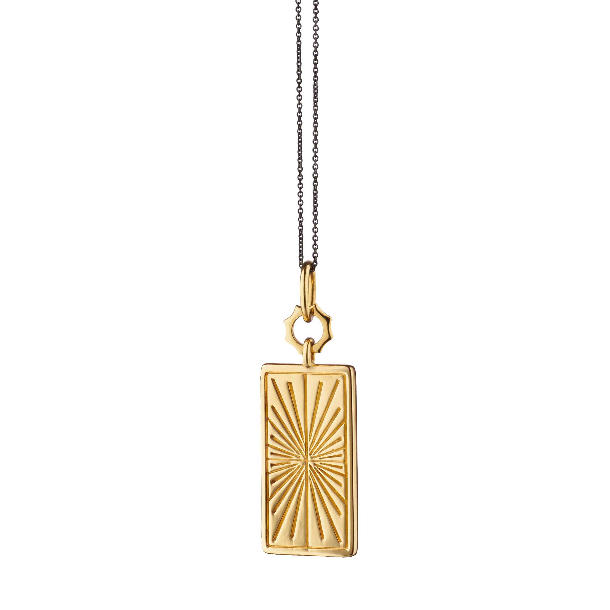 Monica Rich Kosann Sun, Moon & Stars Yellow Gold Rectangular Pendant with Diamonds, 17