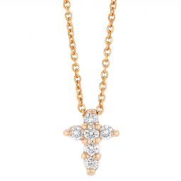 Image for Roberto Coin Tiny Treasures Rose Gold Baby Cross Necklace with Diamonds, 0.11 cttw, 18"