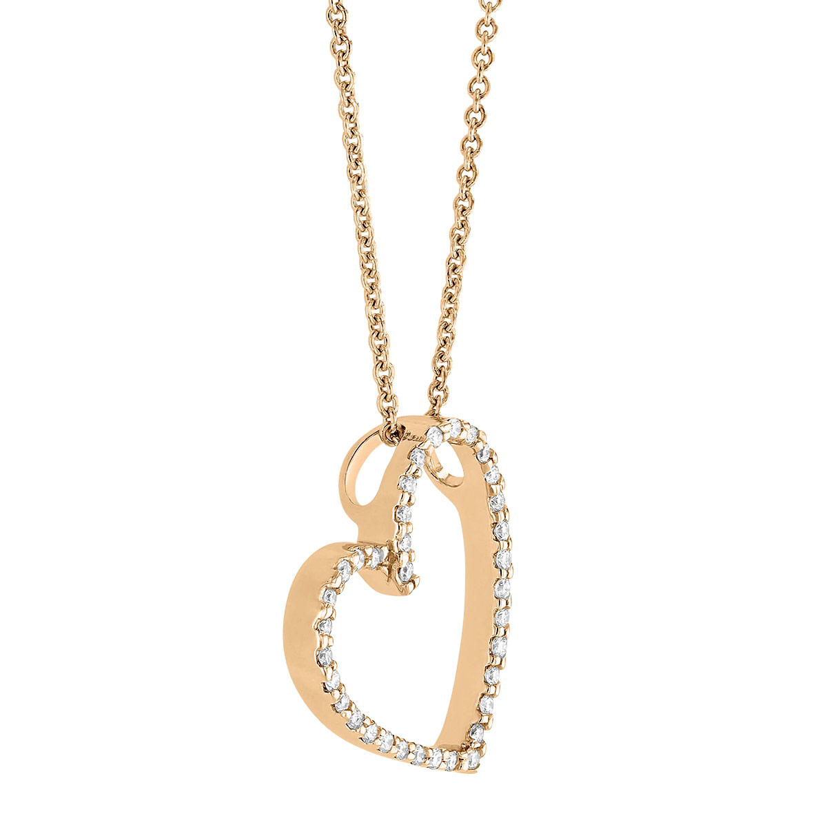 Diamond Heart Necklace in Rose Gold
