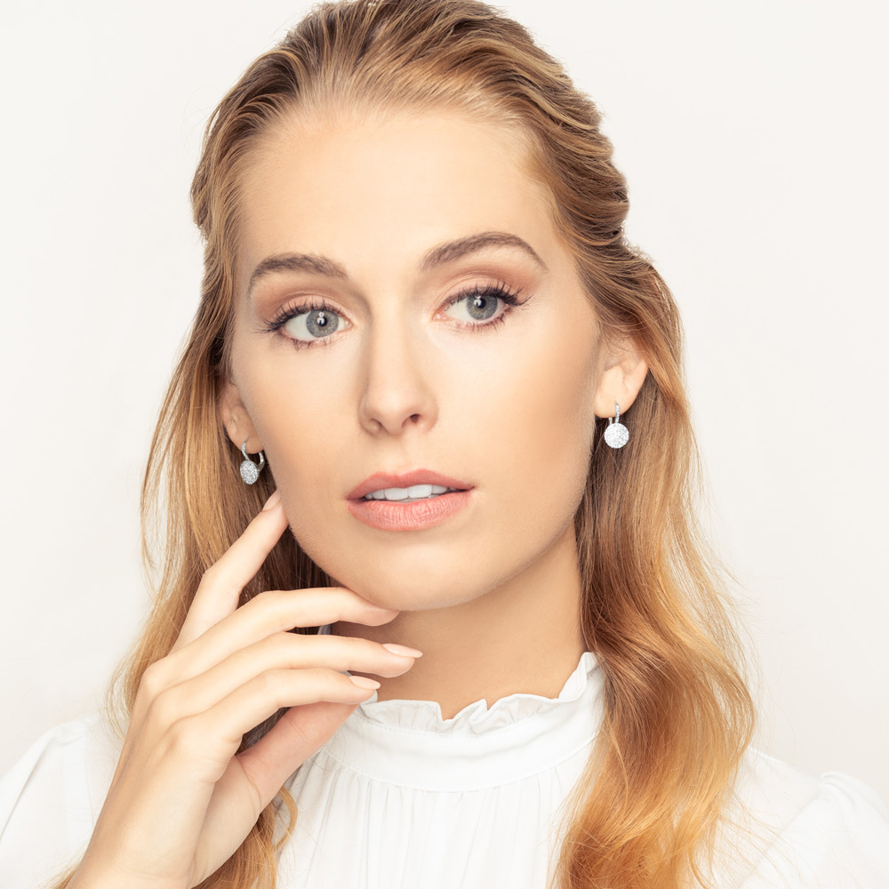 Phillips House 14K White Gold Affair Diamond Circle Leverback Earrings