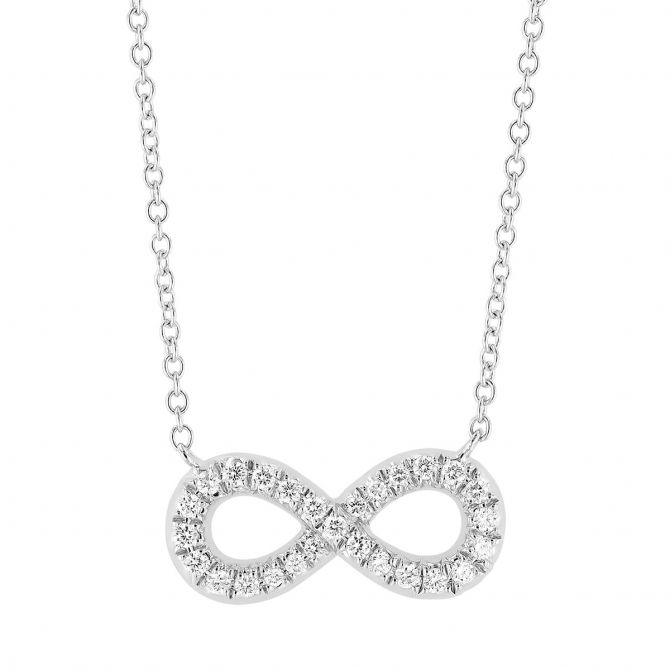 Diamond Infinity Necklace in White Gold