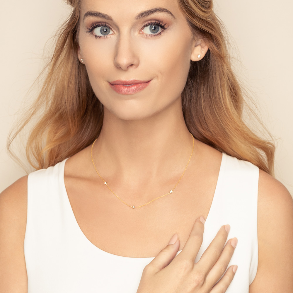 Roberto Coin Diamonds by the Inch 3 Station Necklace in 18K Gold, 18