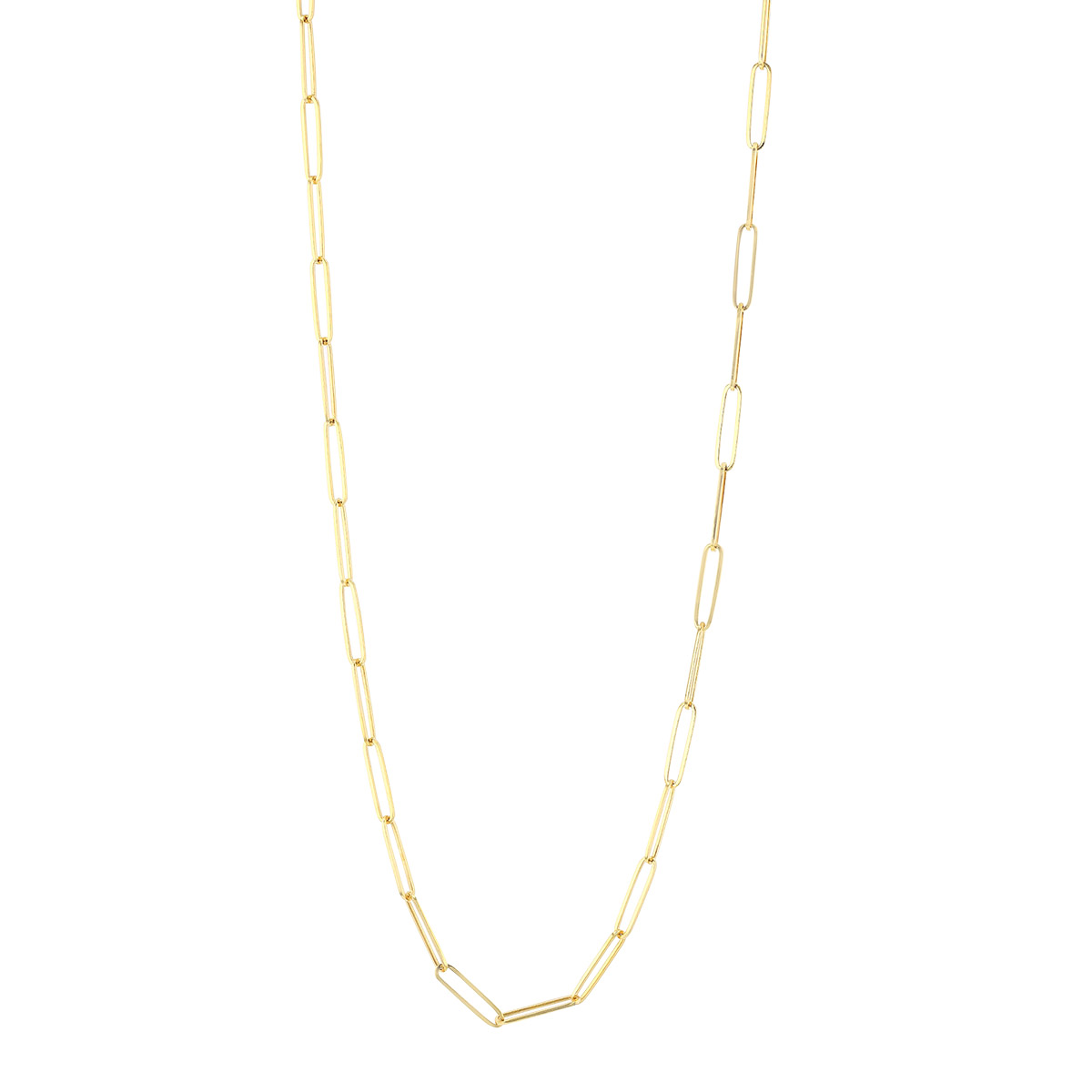 Yellow Gold Small Paperclip Link Chain, 18