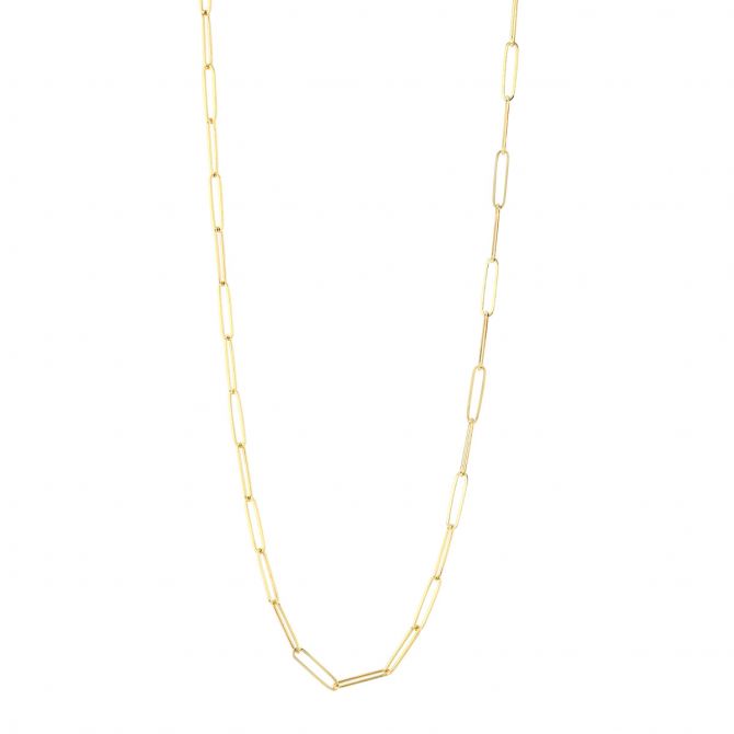 Yellow Gold Small Paperclip Link Chain, 18"