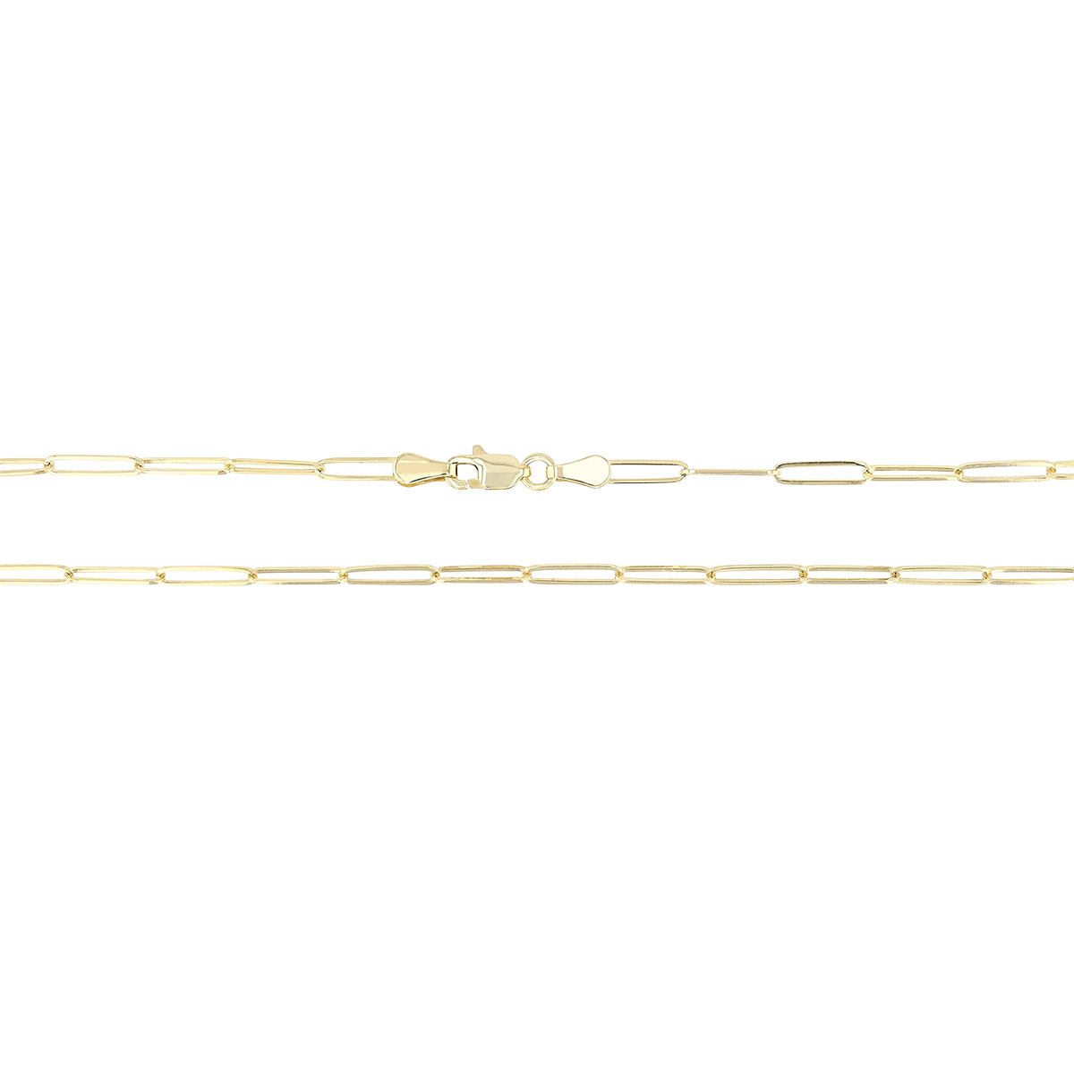 Yellow Gold Small Paperclip Link Chain, 18