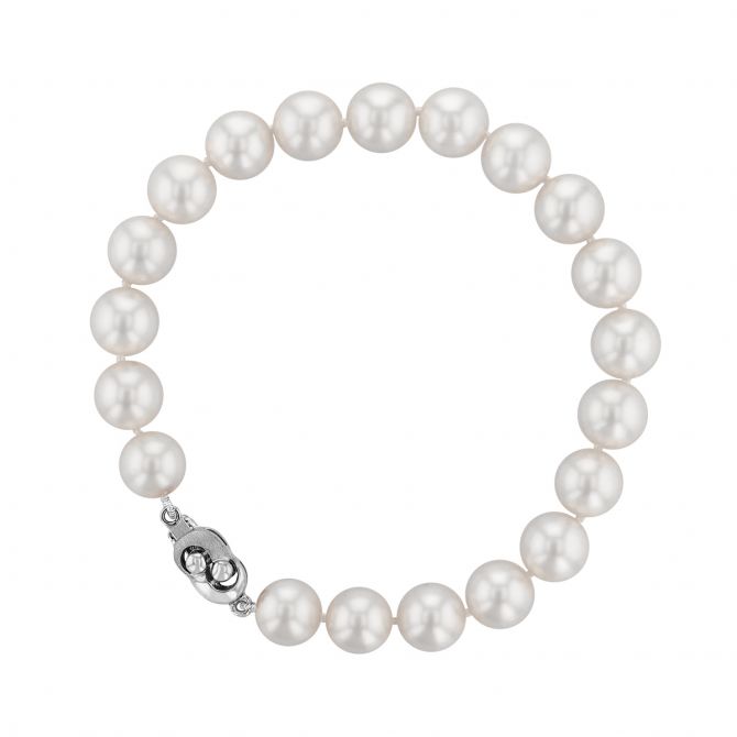 Akoya Cultured Pearl Bracelet, 8x8.5mm in White Gold by TARA Pearls