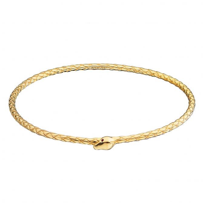 Monica Rich Kosann "Never Fear" Snake Poesy Bangle in Yellow Gold