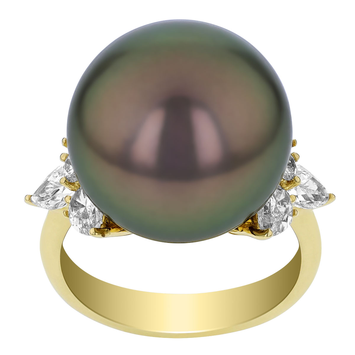 TARA Pearls Tahitian South Sea Cultured Pearl & Diamond Ring in Yellow Gold