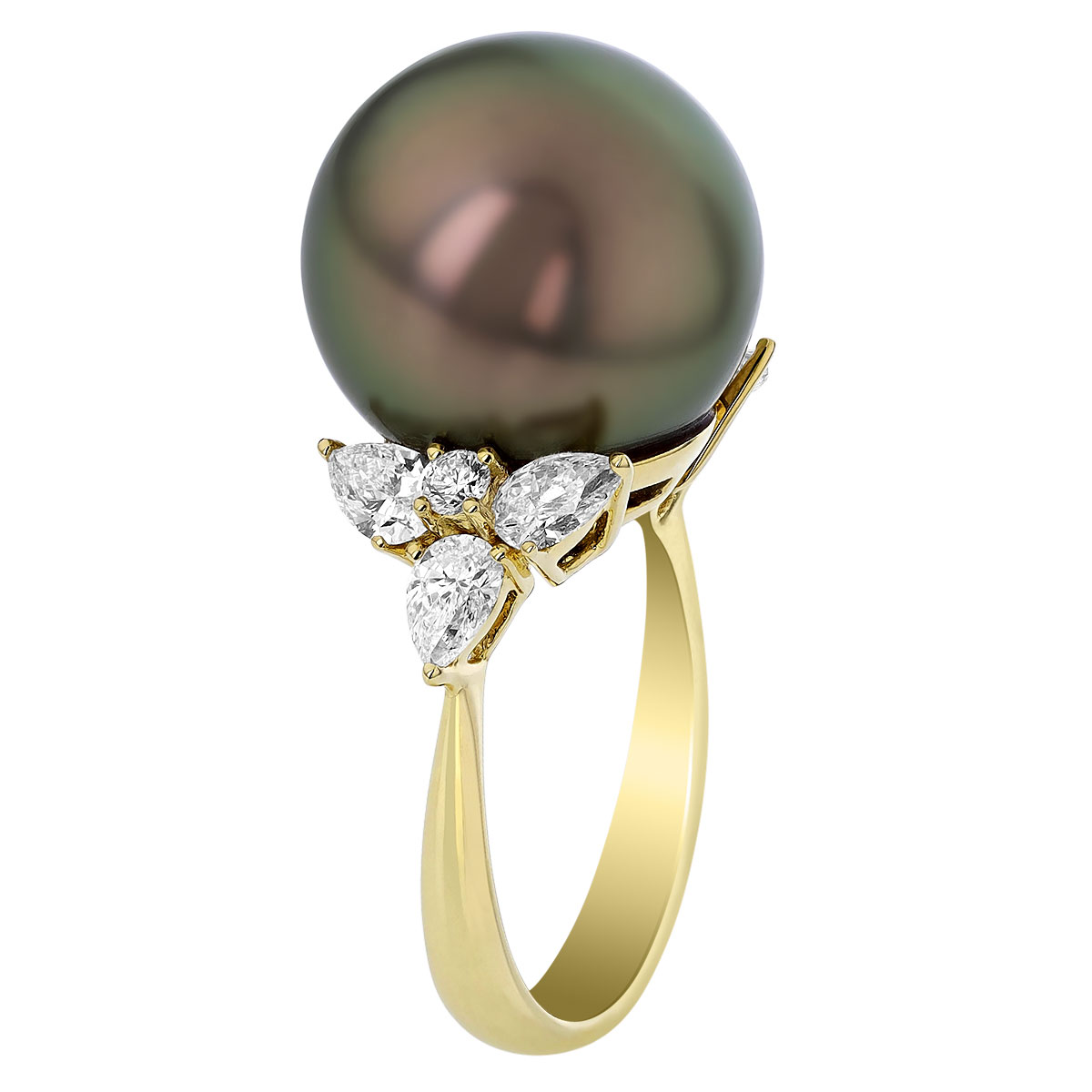 TARA Pearls Tahitian South Sea Cultured Pearl & Diamond Ring in Yellow Gold
