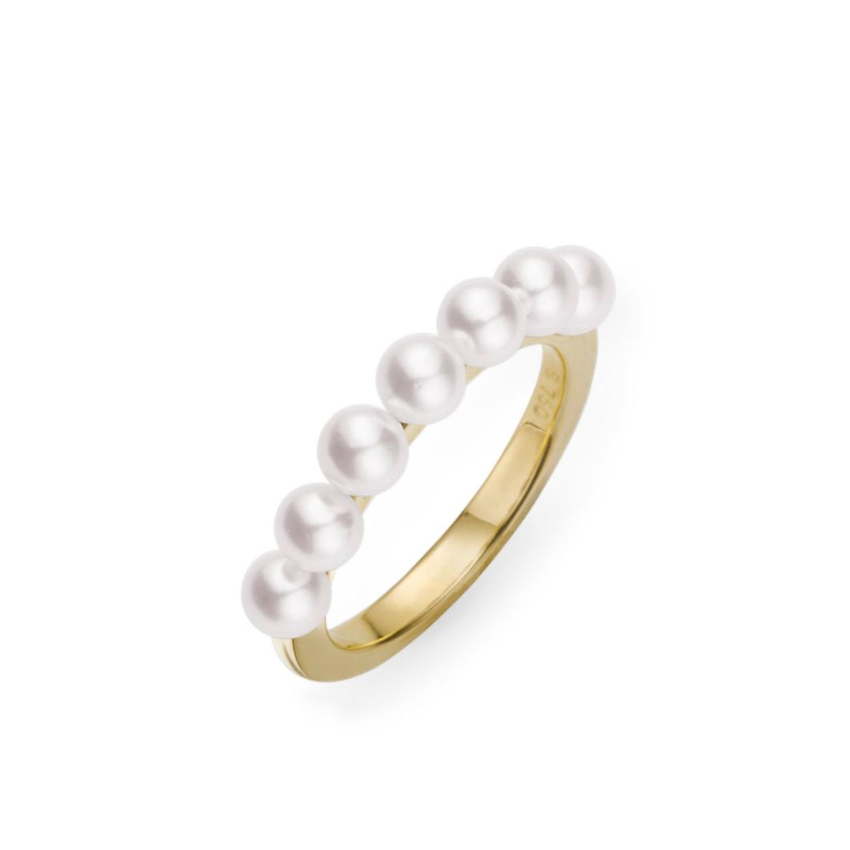 Gold and Cultured Pearl Charm Monogram Cocktail Ring