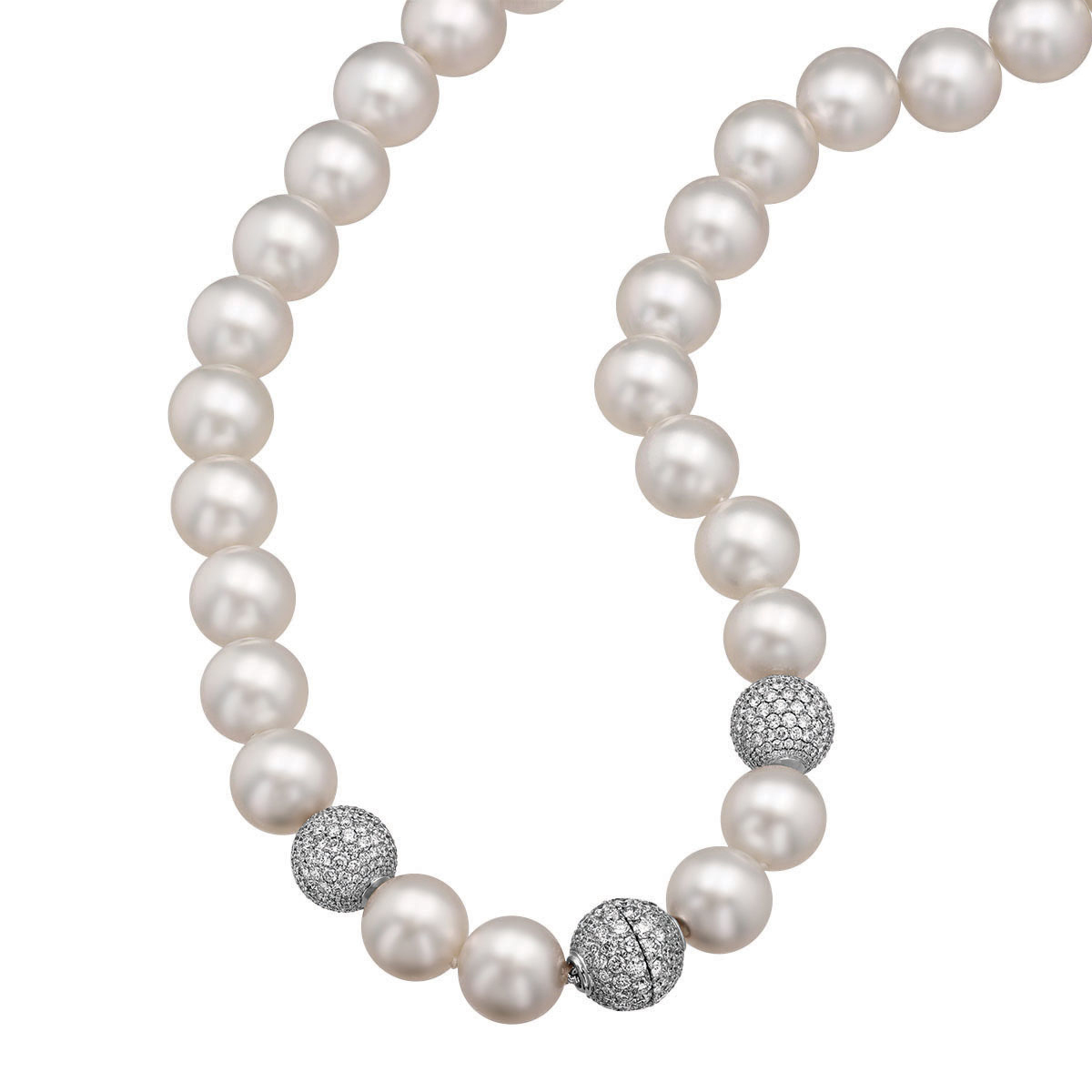 TARA Pearls South Sea Cultured Pearl & Diamond Pave Bead Strand Necklace, 18.5