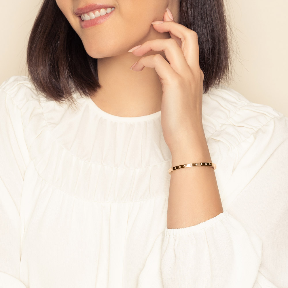 Roberto Coin Symphony Pois Moi Rose Gold Oval Bangle Bracelet