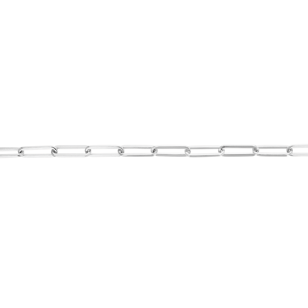 Paperclip Flat Link Bracelet in White Gold, 8