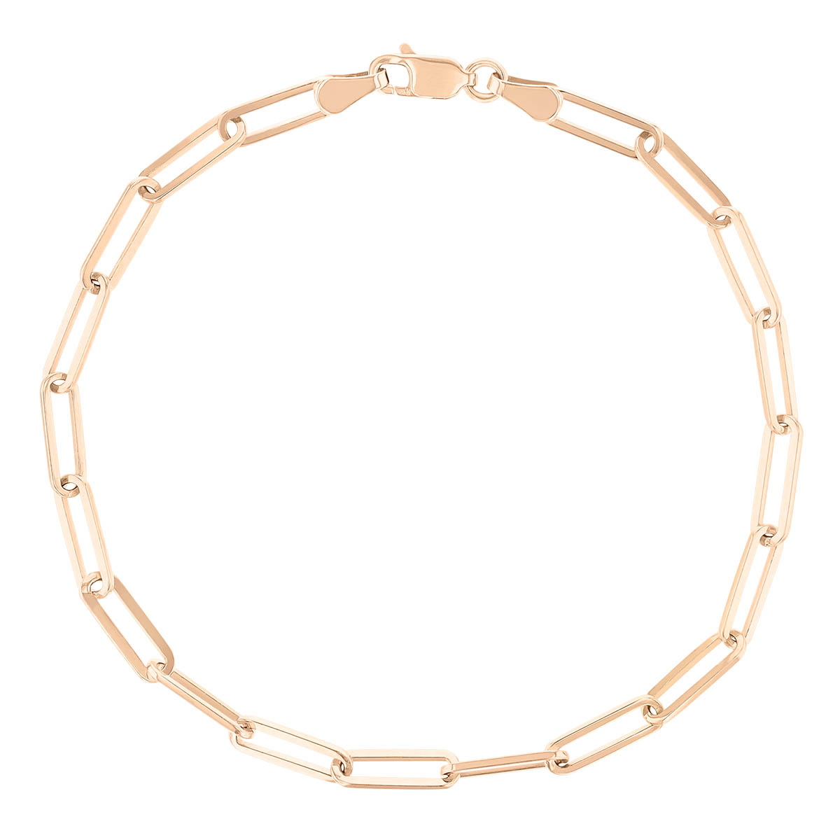 Paperclip Flat Link Bracelet in Rose Gold, 8